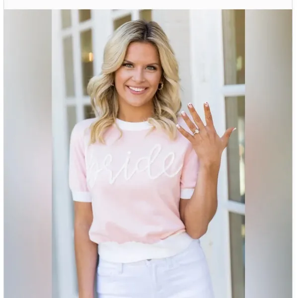 Queen of Sparkles Bride Sweater Top Pink Short Sleeve Women's M - Image 8