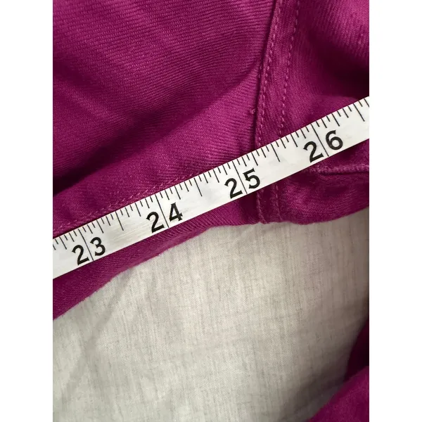 Anthropologie Maeve The Colette Pants Women 6 Magenta Linen Wide Leg Cropped - Image 4