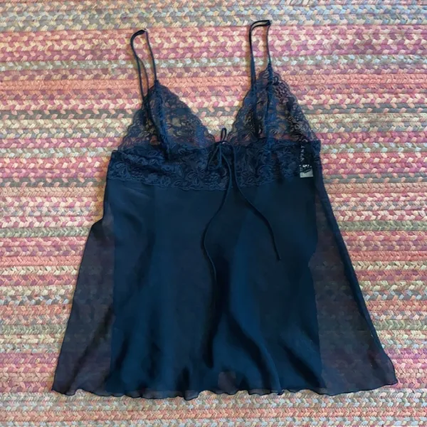 Vtg Fredericks Of Hollywood Black Sheer Lingerie Chemise Slip Dress - Image 6