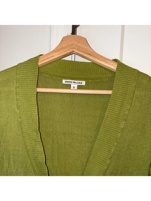 Peppe Peluso $168 Woman’s S Green Short Sleeve Button-Up Cardigan Shirt Size S - Image 4