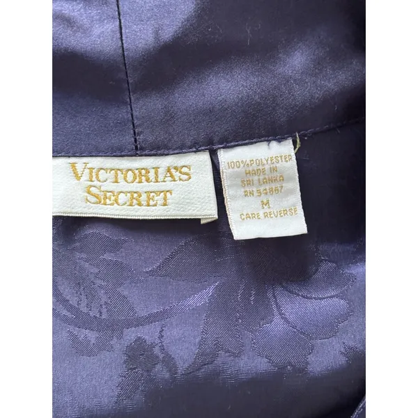 Victoria’s Secret Purple Satin Floral Button Blouse Size M Vintage - Image 2