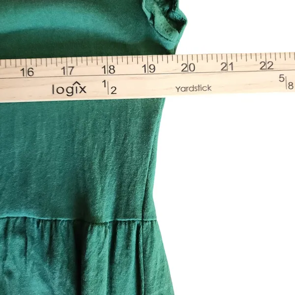 J.Crew Babydoll T-Shirt Dress Green Tiered Ruffle Sleeve Preppy‎ 100% Cotton, M - Image 5