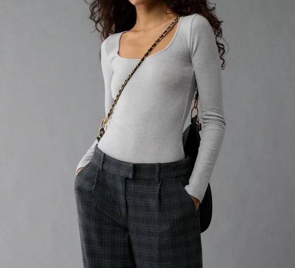 American Eagle Plush Long-Sleeve Scoop Neck Bodysuit - Image 5