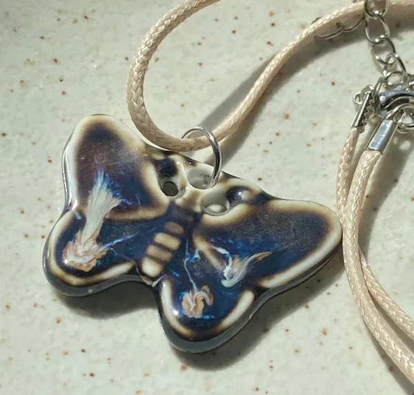 Handmade ceramic butterfly boho chic cute necklace 🦋🤎 - Image 3