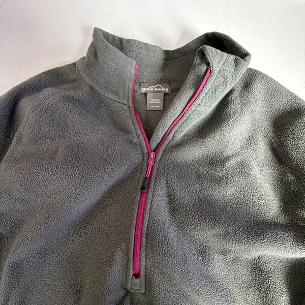 Eddie Bauer Womens XXL gray pink Half Zip Base layer Half Zip Pullover Sweater - Image 8