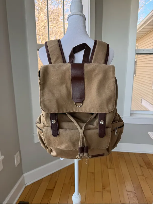 Bella Russo Tan Brown Nylon Drawstring Backpack - Image 11