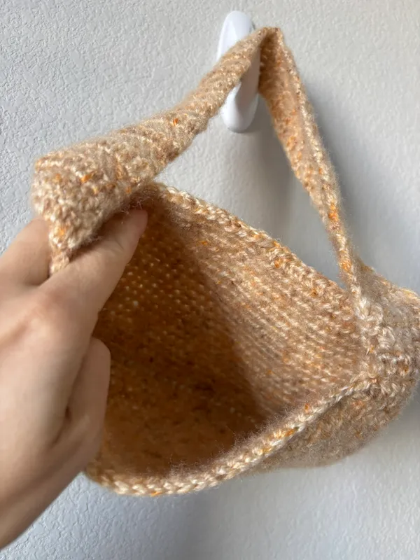 Handmade Tan Fuzzy Crocheted Shoulder Bag - Image 6