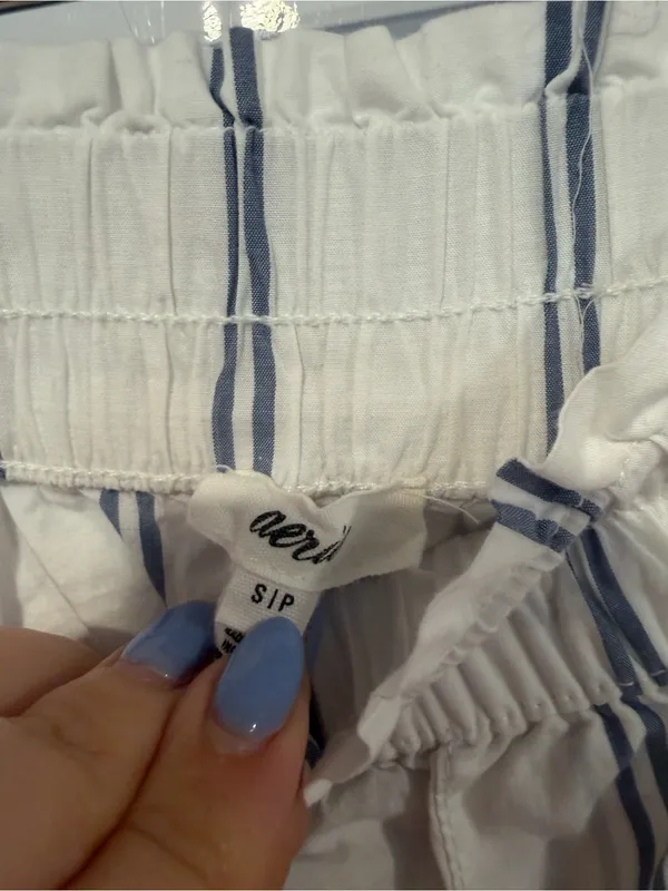 White & Navy Stripe Aerie‎ Boxer Casual Elastic-Waist Shorts - Image 3