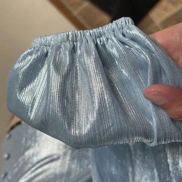 Anthropologie Flat White Shine Blue Iridescent Blouse Size XS NWT - Image 12