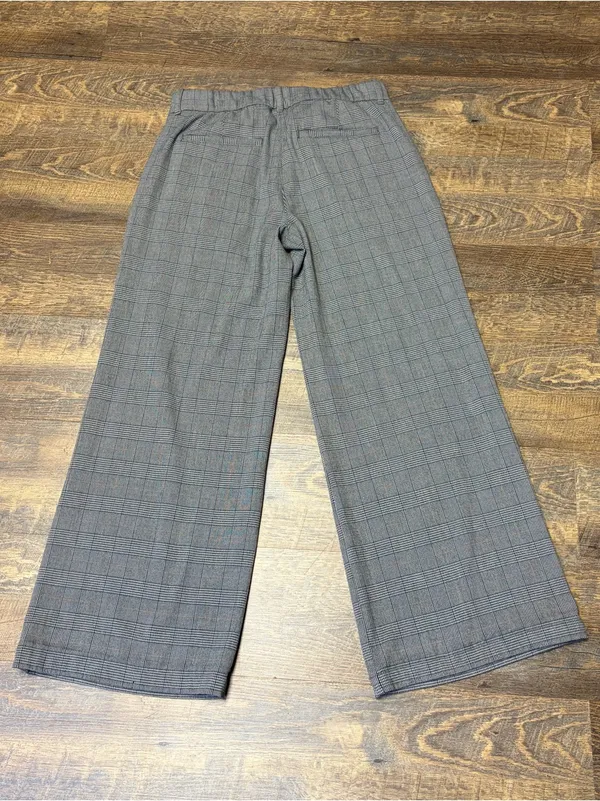 American Eagle High-Rise Baggy Wide Leg Trouser Pant Womens 6 Gray Plaid Stretch - Image 10