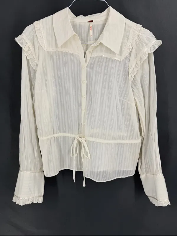 Free People Solid Daybreak Cottage Dainty Classic Blouse in Optic White - Image 4