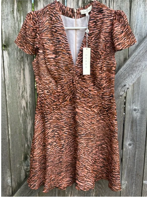 NWT Anthropologie Lenon V-Neck Flutter Sleeve Dress Size Small - Image 2