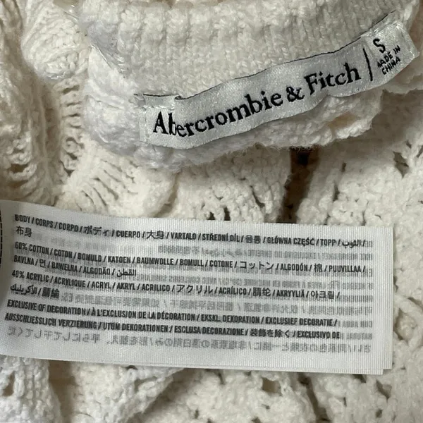 Abercrombie & Fitch White Short Sleeve Floral Lace Crochet Knit Blouse Top S - Image 4