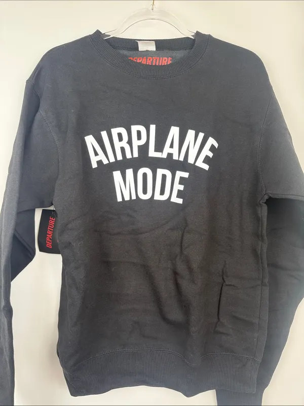 Departure Airplane Mode Crewneck Sweatshirt in Black & White Size Small NWT - Image 4