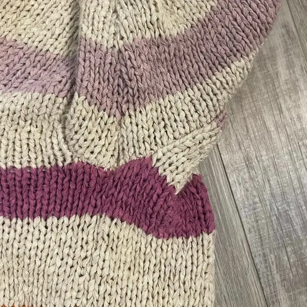 Lou & Grey & LOFT Sweater Womens LARGE Multicolor Chunky Knit Striped Pullover - Image 8