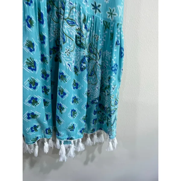 Poupette St Barth Blue Tassel‎ Cover Up Mini Dress Size Medium - Image 6