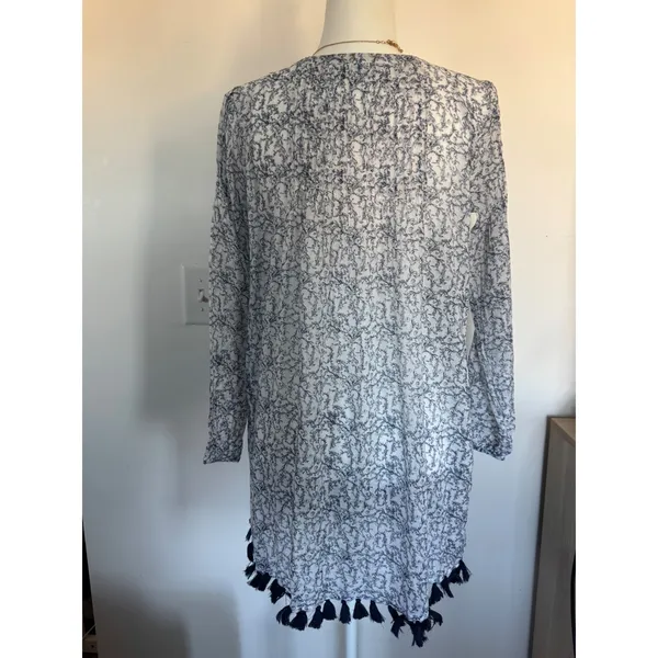 Roller Rabbit Womens XS Blue White‎ Floral Cotton Tunic Top Coastal Preppy - Image 2
