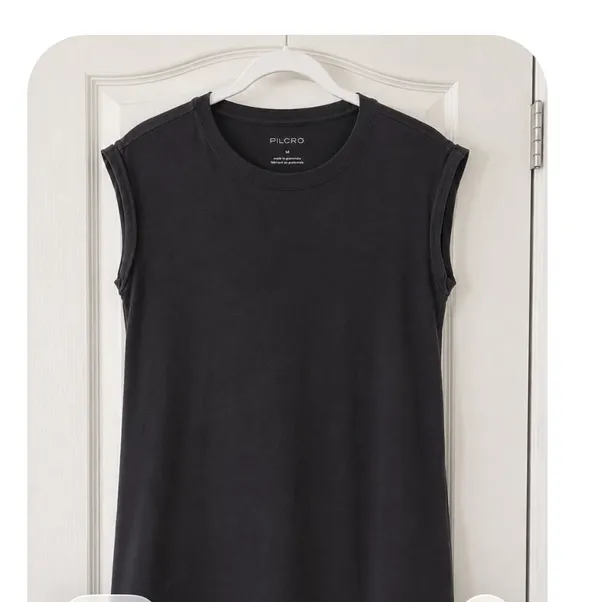 Anthropologie Pilcro Roll Sleeve Tank Top Black M 100% Cotton Relaxed Tee - Image 9