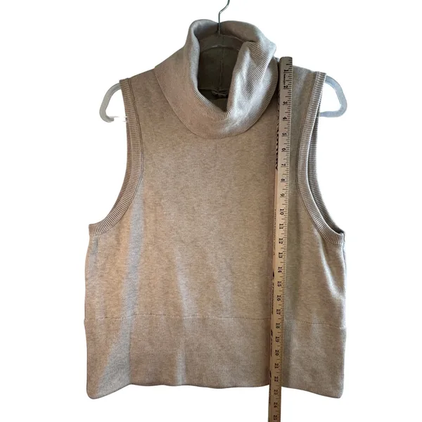 Pilcro Anthropologie Turtleneck Sweater‎ Vest Tank Top Beige Tan XL Womens - Image 6