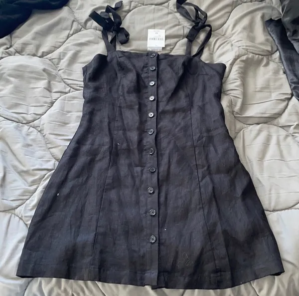 Forever 21 NWT  Black Linen Button-Front Dress - M - Image 5