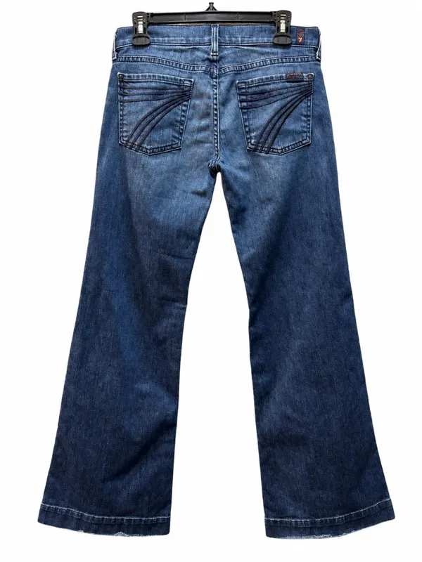 7 For All Mankind Dojo Jeans Women's 29 Low Rise Flare Dark Blue Vintage Y2K - Image 2