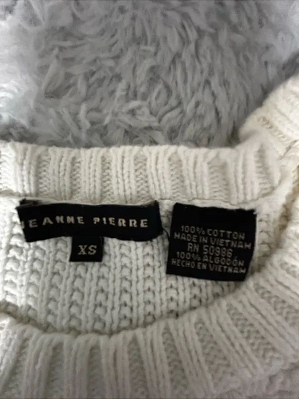 Jeanne Pierre Ivory Fisherman’s Cable Knit pullover sweater - Image 7