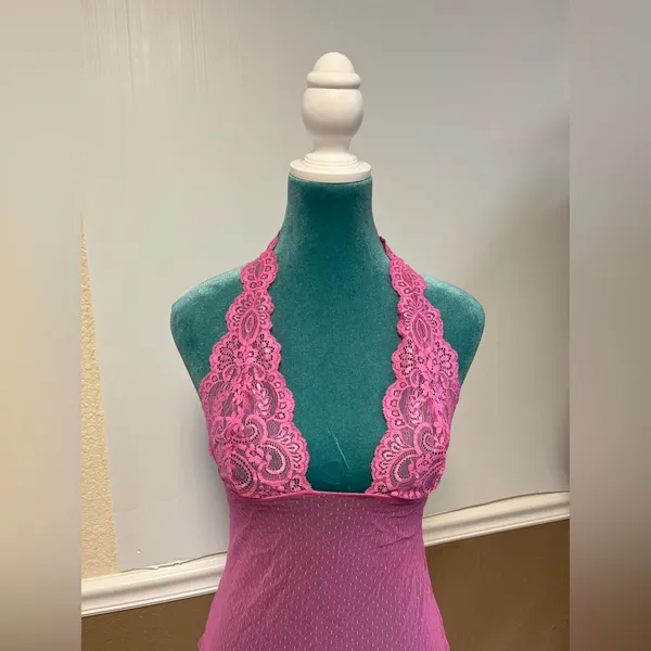 Vintage Victoria’s Secret Teddy‎ M bubblegum Pink Sheer Lace Babydoll Lingerie - Image 4
