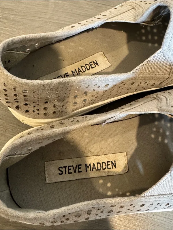 Steve Madden Shoes Womens 7.5 Odonna Loafer Gray Perforated Casual Comfort Flats - Image 5