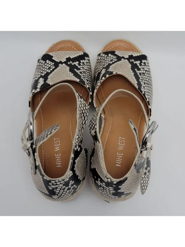 Nine West Adell Snakeskin Espadrille Wedge Heel Ankle Strap Sandals Size 7.5 - Image 4