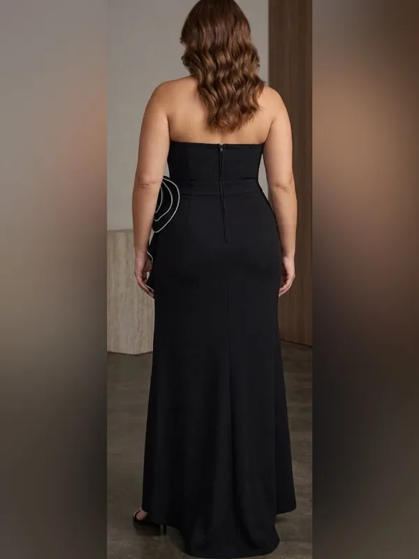 Speechless Black Strapless Sweetheart Gown with Side Ruffle and Slit - Image 2