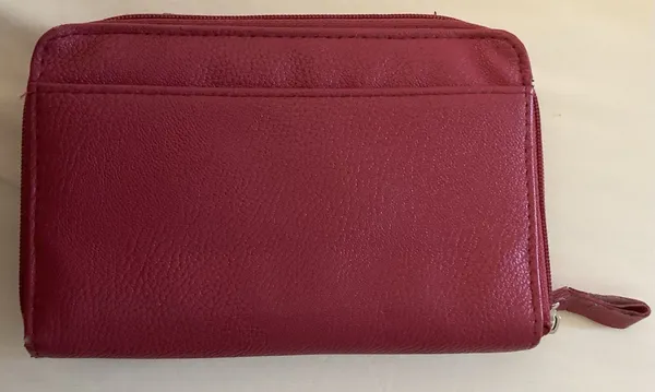Pink long wallet with snap and zippers lots of compartments with card holder - Image 2