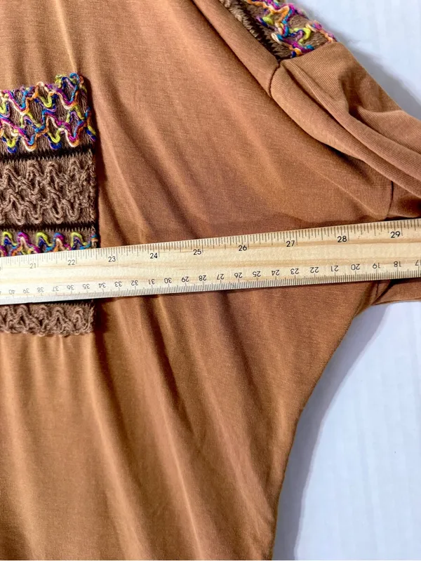 POL Oversizex Lightweight Button-Up Shirt in Camel and Embroidered Size L - Image 2