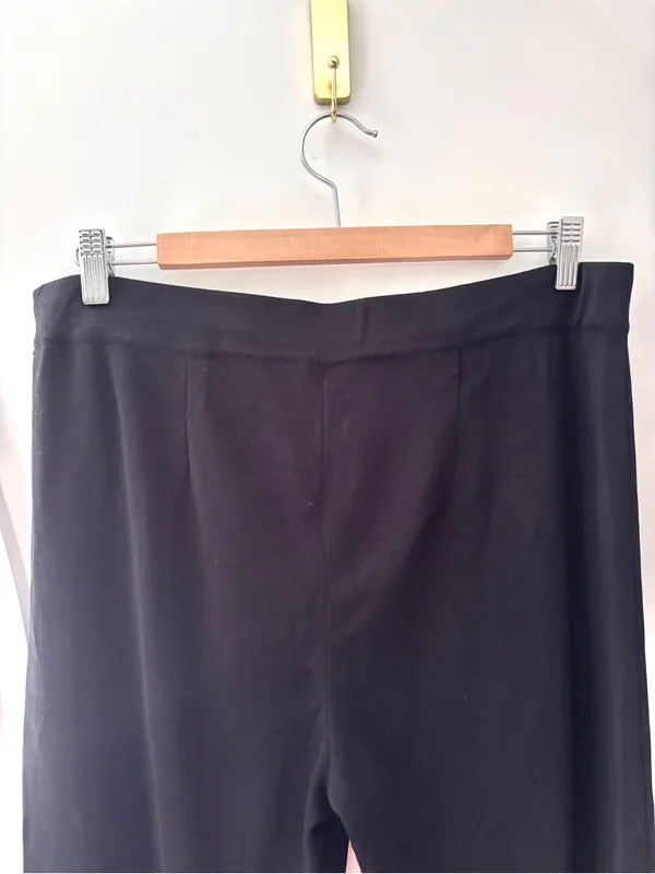 MISOOK Black Classic Knit Pull On Wide Leg Pants Womens L Petite Minimalist Chic - Image 5