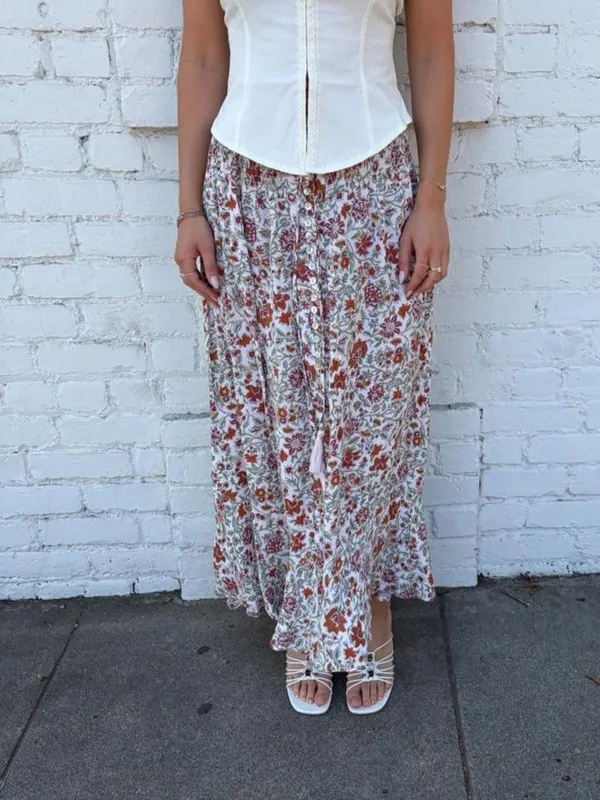 Target Rachel Zoe beautiful floral maxi skirt with mother of pearl buttons size M #boho #feminine #costalcowgirl - Image 5