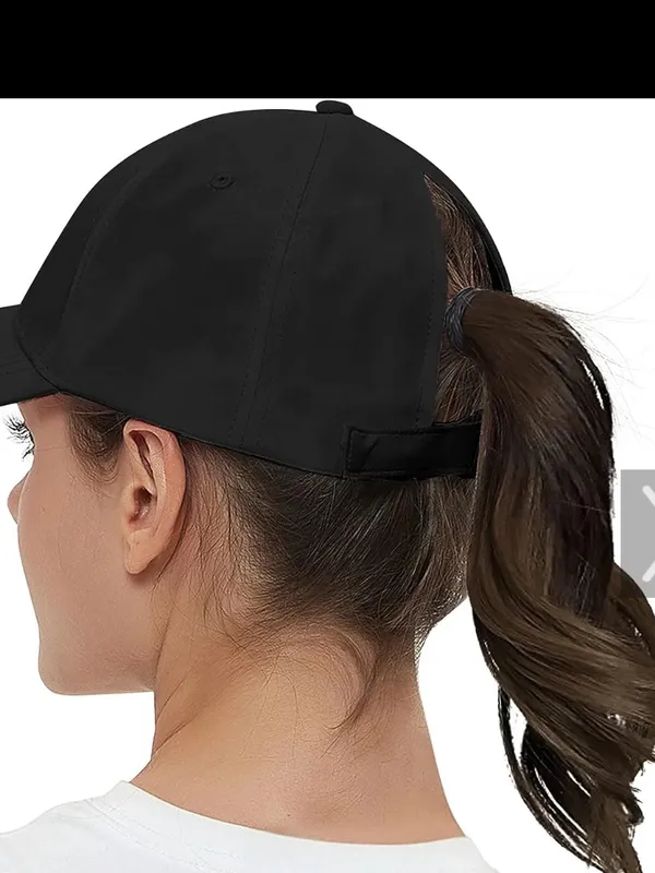 Skora Black Ponytail Baseball Cap for Women Classic Adjustable Hat one size - Image 2