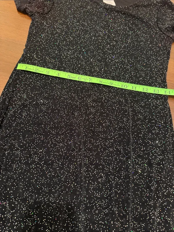 Elegant Black Sparkle Maxi Dress with Short Sleeves - Image 7