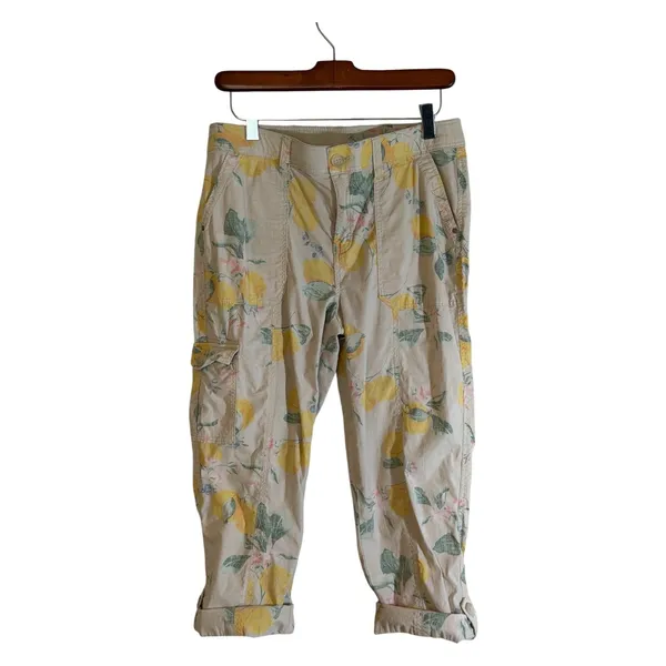 Chico's So Slimming Lemon Print Crop Cargo Pants 4 S Women Fruit Floral Casual - Image 2
