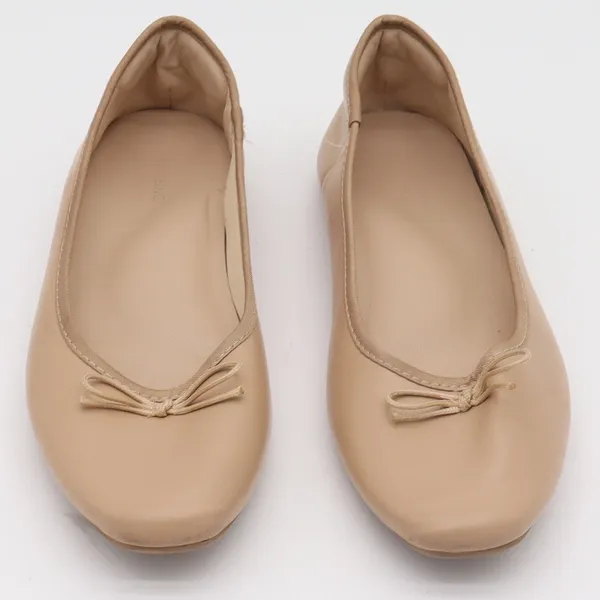Feetsing Ballet Flat Womens 9 Round Toe Bow Accent Tan Nude Slip On Excellent - Image 3