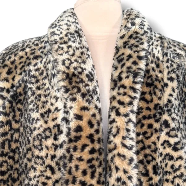 Vintage Monterey Fashions Leopard Faux Fur Long Coat Animal Print Statement - Image 2