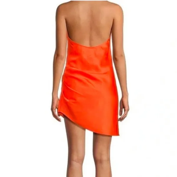 Gianni Bini Peyton Satin Mini Draped Sheath Dress Women's Size 2 Mandarin Orange - Image 2