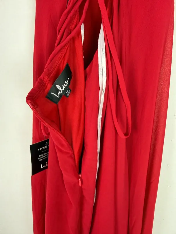 NWT Lulus Strappy To Be Here Red Lace-Up Maxi Dress Size Medium M NEW - Image 13