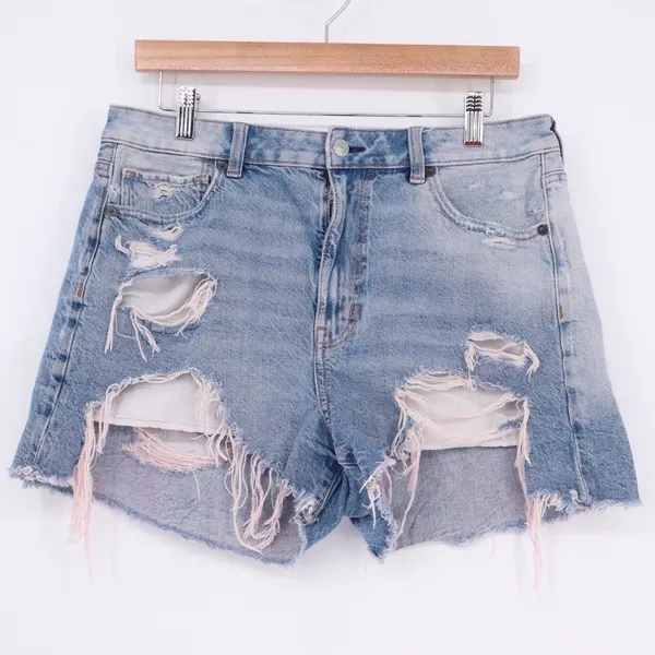American Eagle Outfitters Cutoff Shorts Womens 12 Blue Denim Cotton Distressed - Image 2