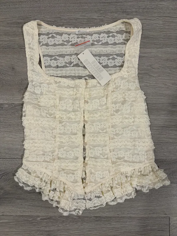 Urban Outfitters Ruffle Lacy Button-Front Tank Top - Image 4