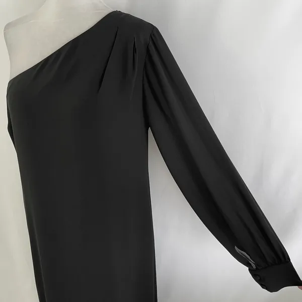New Krisa One Sleeve Maxi One Shoulder Long Sleeve Side Slit Dress Black Size XS - Image 8