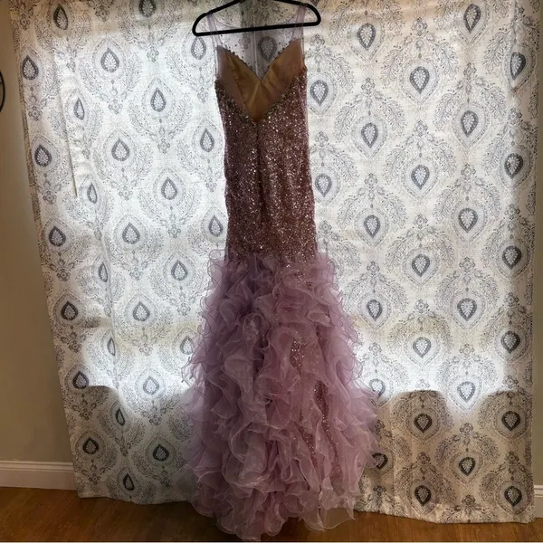 Mac Duggal Lavender Blingy‎ Ruffle Hem Prom Dress Size 6 - Image 3