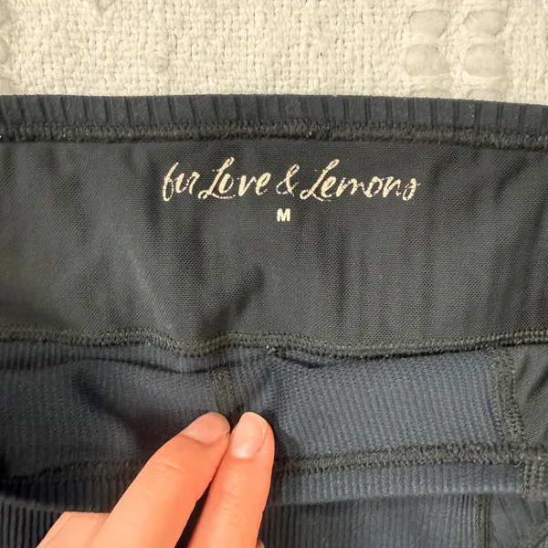 For Love & Lemons Womens Black Ribbed Paneled High Waisted Biker Shorts Size M - Image 4