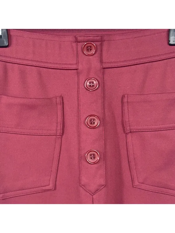 Halara Burgundy Button Front Wide Leg Pants Red Size undefined - Image 5