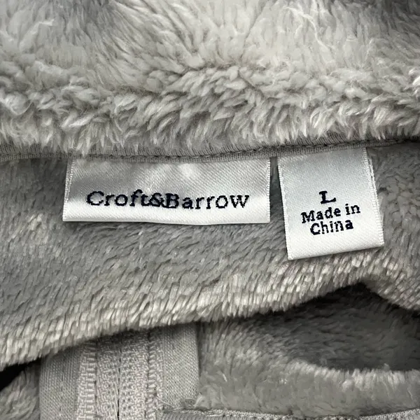 Croft & Barrow Gray Zip Up Sleeveless Soft Fleece Vest Pockets Large - Image 4