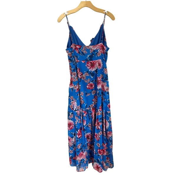 Lulus‎ Tropical Skies Blue Floral Maxi Dress Wedding Guest Side Slit Size L - Image 2