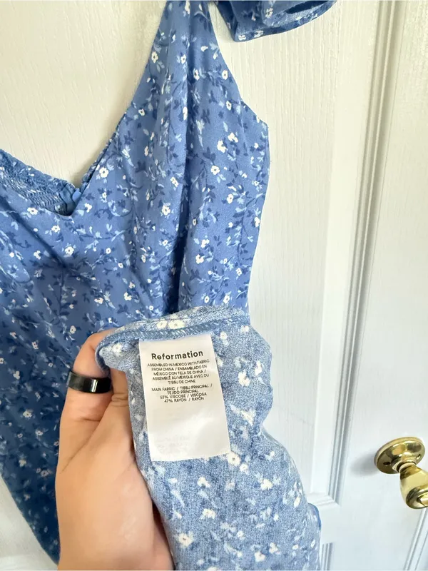 Reformation Baxley Midi Dress in Marie Blue Floral - Image 7